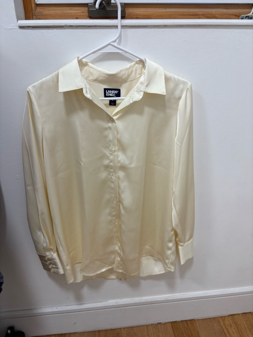 Lands' End Women’s Cream Button-Front Dress Shirt